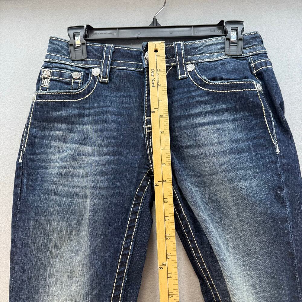 Miss Me Jeans Women's 26x31.5 (2) Dark Blue Standard Skinny Angel Wings EUC - Picture 13 of 15